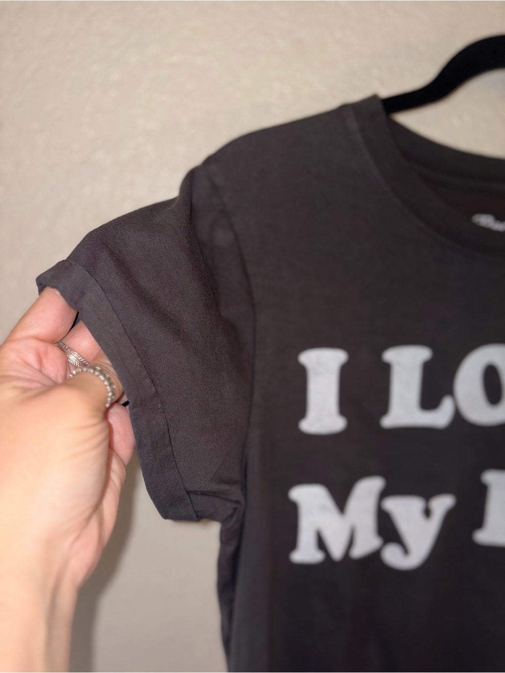 ❤️🐶NWT Recycled Karma "I LOVE MY Dog Graphic Tee" Dark Gray🩶w/ White🤍Font SMALL - Picture 4 of 9